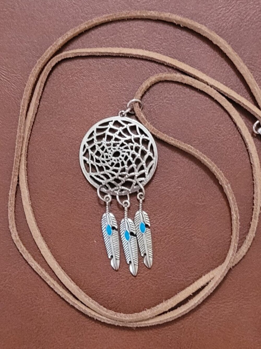 Turquoise Diamond Shape with Feather Necklace